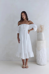 Loved By The Moon Midi Dress White