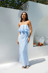 Luna Cascade Strapless Maxi Dress
