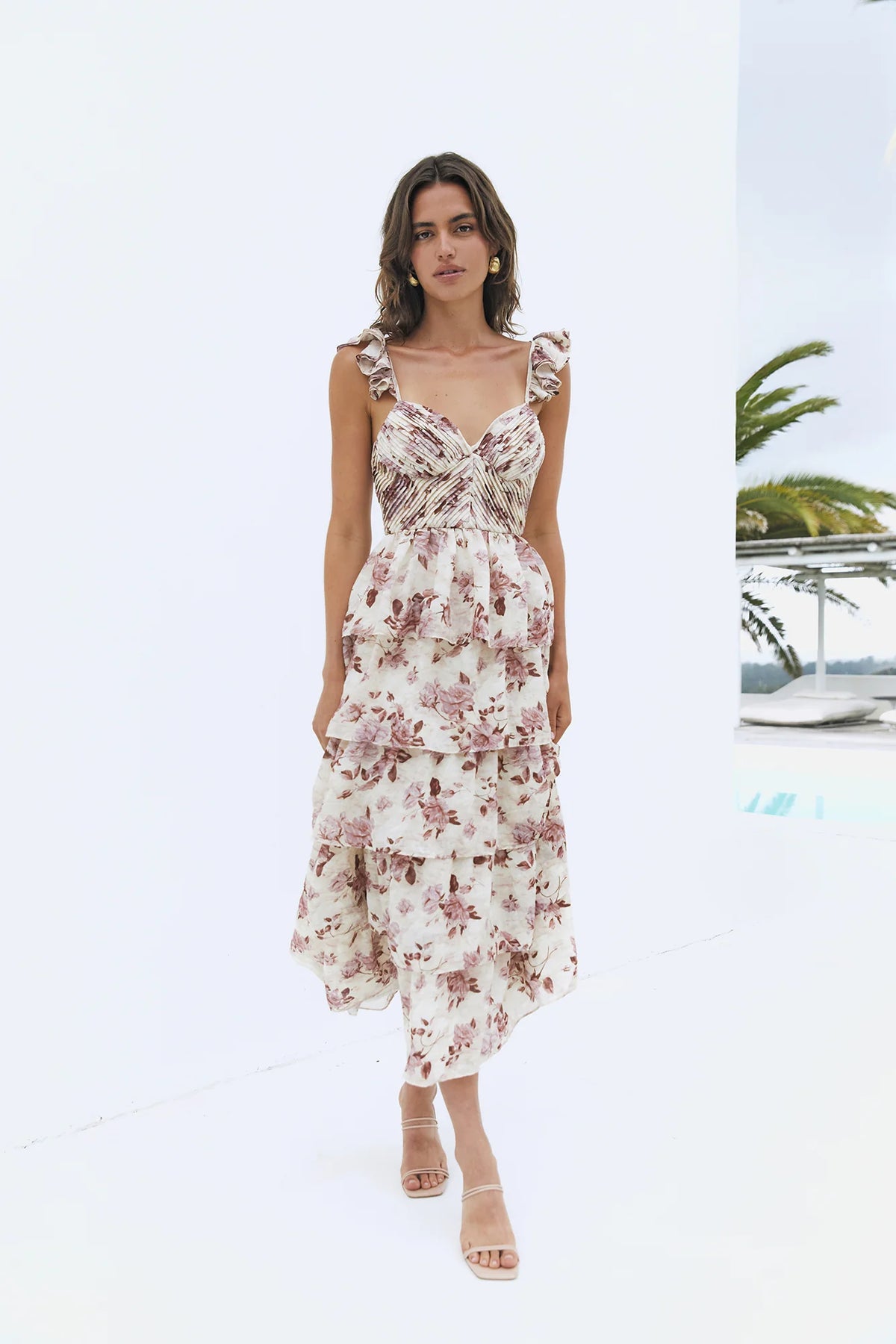 Florienne Tiered Midi Dress Mauve