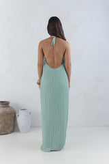 Coastal Euphoria Halter Maxi Dress Green