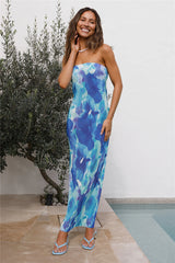 Moonlight Bloom Midi Dress Blue