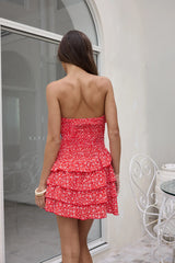 Hold Me Closer Strapless Mini Dress Red