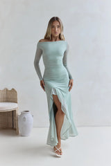Whispered Secrets Mesh Long Sleeve Maxi Dress Sage