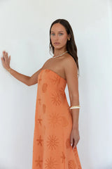 Heart To Heart Strapless Maxi Dress Orange