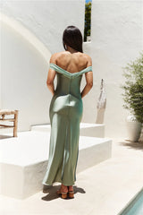 Dreamers Delight Off The Shoulder Maxi Dress Green