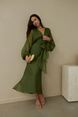 Our Nostalgia Long Sleeve Maxi Dress Green