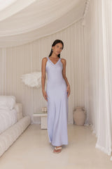 Wildflower Way Satin Maxi Dress Blue