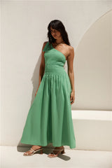 Close Up One Shoulder Maxi Dress Green