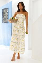 Fruitful Gardens Strapless Maxi Dress Yellow