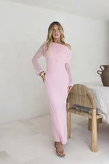 Cool Daze Long Sleeve Knit Maxi Dress Pink