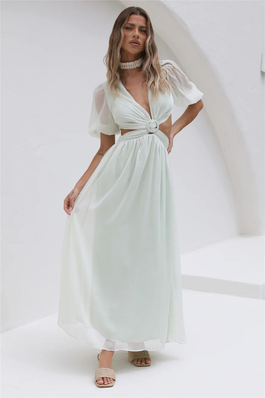 Ocean Ripples Maxi Dress Green