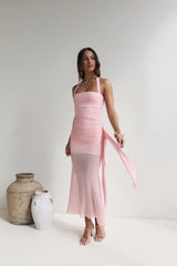 Sailing Days Mesh Maxi Dress Pink