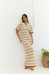 Cobble Stone Knit Maxi Dress Cream