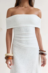 Secret Shorelines Off Shoulder Maxi Dress White