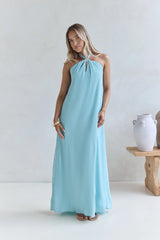 Isle Of Chic Halter Maxi Dress Aqua