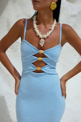 RUNAWAY THE LABEL Normani Midi Dress Ice Blue