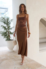 Dreamdays Halter Lace Maxi Dress Chocolate