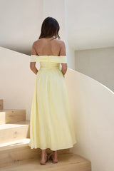 Hidden Treasures Off Shoulder Maxi Dress Yellow