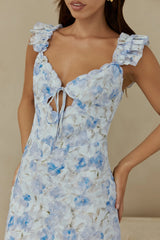 Rose Petal Reverie Midi Dress Blue
