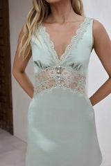 Sicilian Dreaming Satin Mini Dress Sage