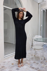 Love On Holidays Long Sleeve Maxi Dress Black