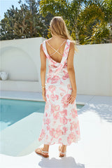 Peach Blossoms Maxi Dress Pink
