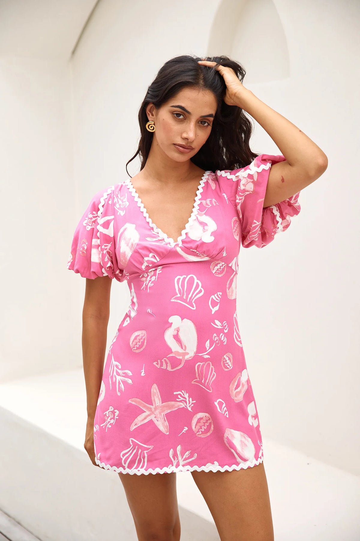 Seashell Searching Mini Dress Pink