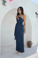 Yours With Love Halter Maxi Dress Navy