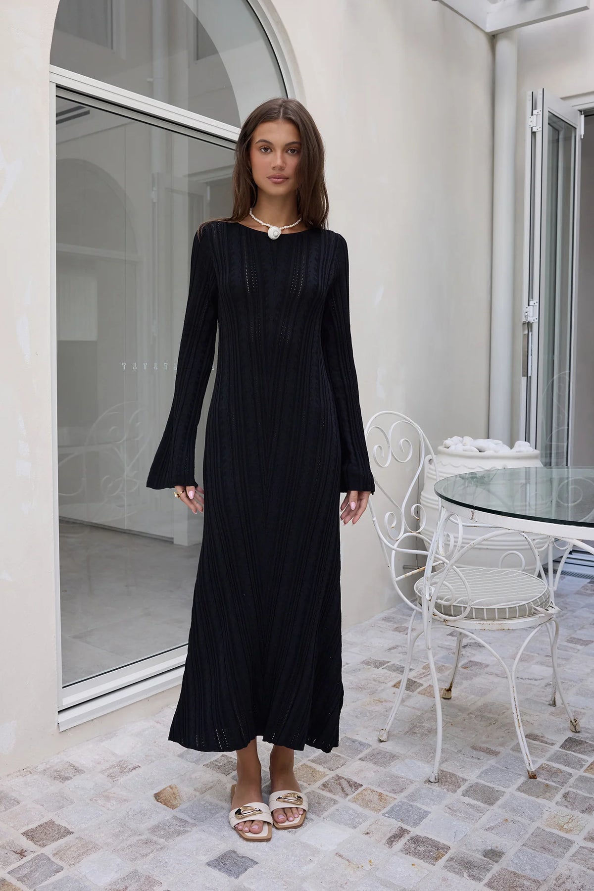 Love On Holidays Long Sleeve Maxi Dress Black