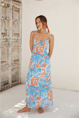 Peony Pillow Maxi Dress Blue