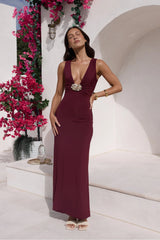 Coastal Caprice Maxi Dress Burgundy