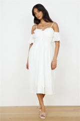 Basque Midi Dress White