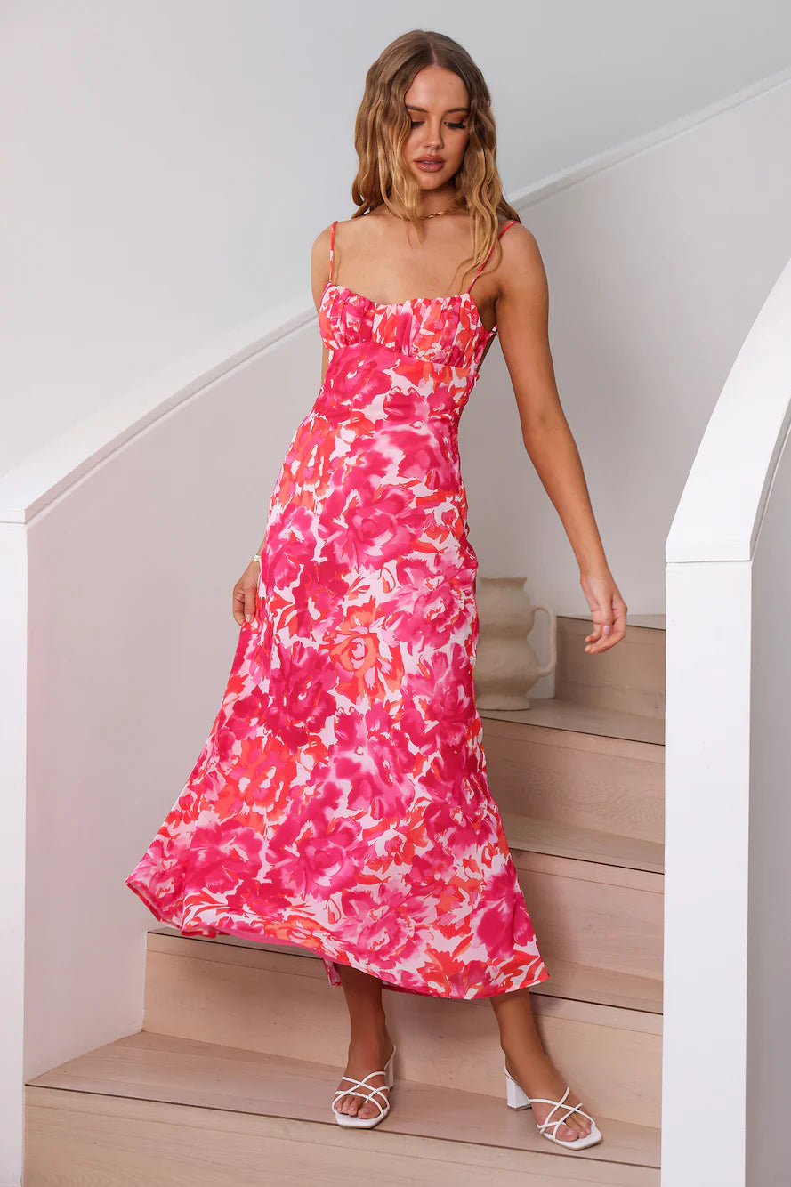 Peony Pillow Maxi Dress Pink