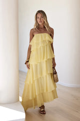 Drop Of Sun Strapless Maxi Dress Yellow