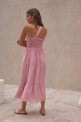 Pure Satisfaction One Shoulder Maxi Dress Pink