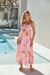 Magic Tricks Strapless Maxi Dress Pink