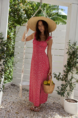 Berry Bloom Maxi Dress Red