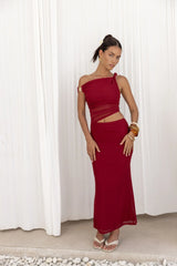 Summer Moon Off The Shoulder Maxi Dress Red