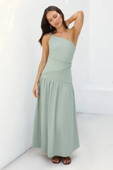 Claire One Shoulder Maxi Dress Khaki