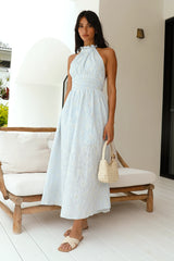 Fly Away Halter Maxi Dress Blue