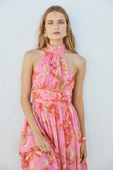 Harriette Halter Maxi Dress Pink