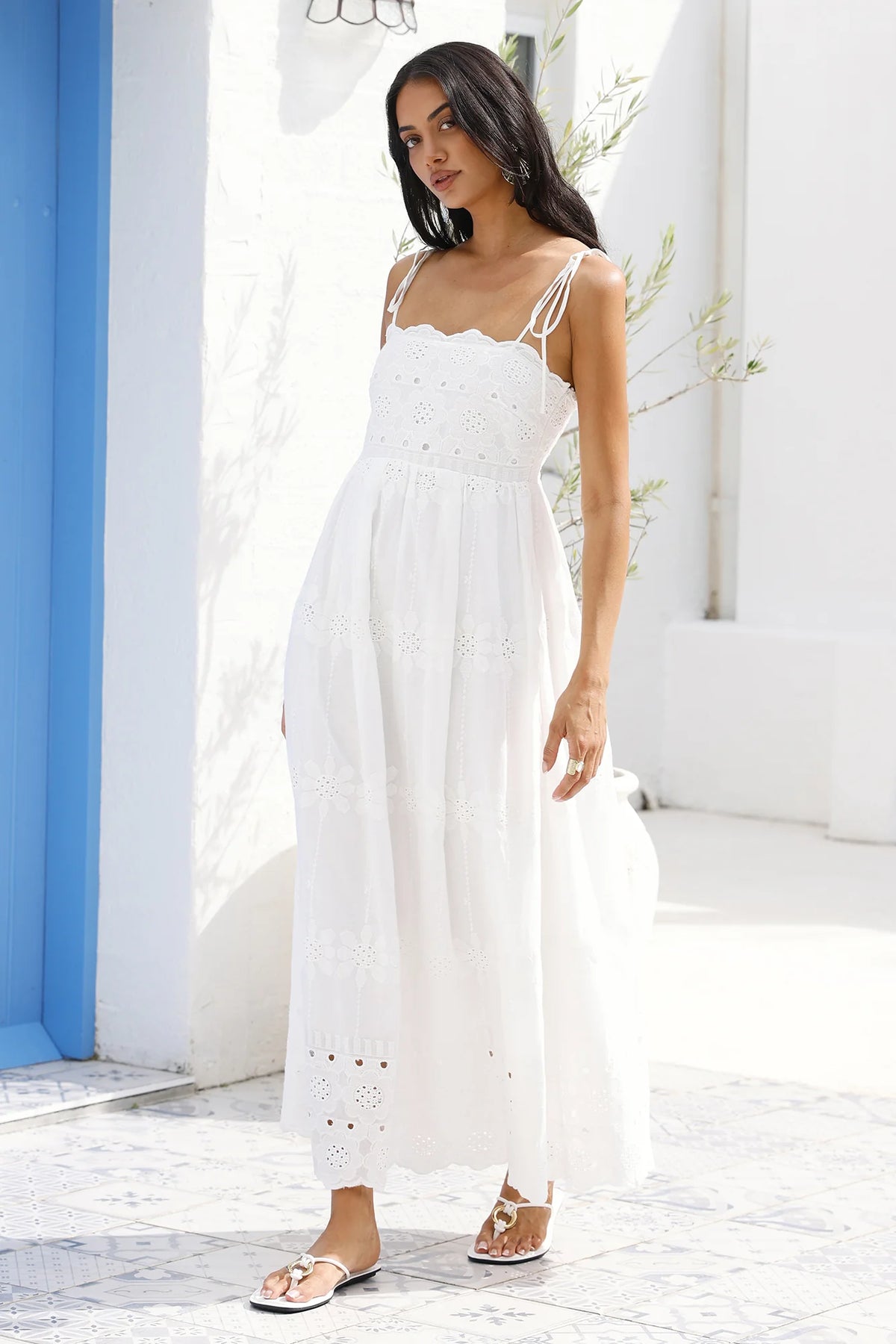 Whispers of Spring Maxi Dress White