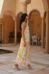 Retro Bloom Maxi Dress Green