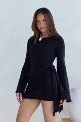 City Of Luxe Long Sleeve Mini Dress Black