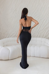 Sleek Icon Halter Maxi Dress Black