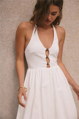High Tide Halter Midi Dress White