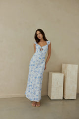 Rose Petal Reverie Midi Dress Blue