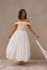 Sophisticated Nights Bubble Hem Maxi Dress White