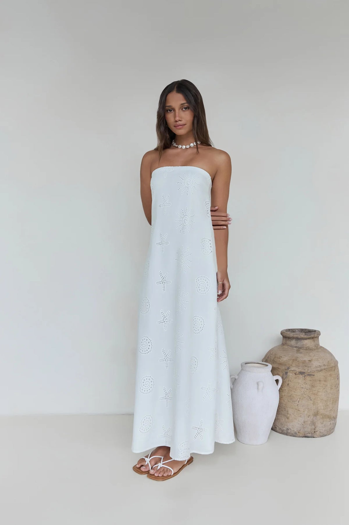 Heart To Heart Strapless Maxi Dress White