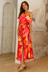 Lakeside Retreat Satin Maxi Dress Pink